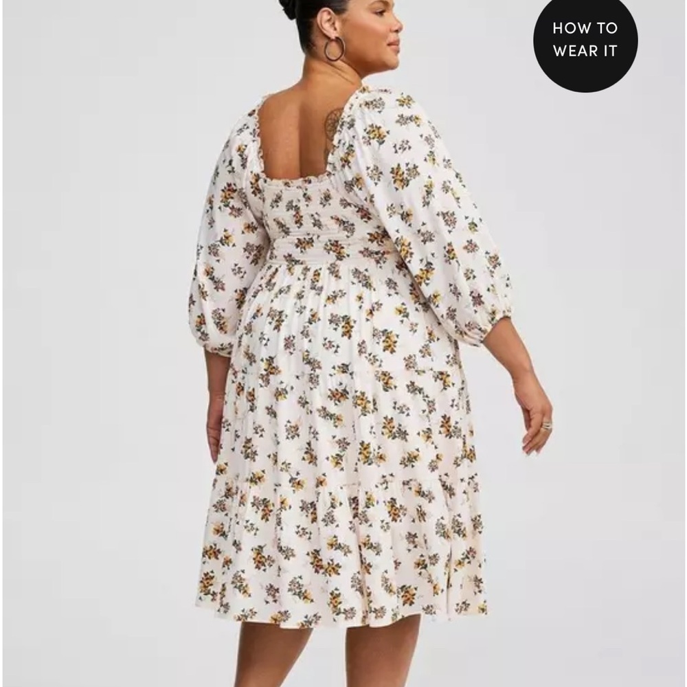 TORRID Floral Midi Gauze Dress with 3/4 Sleeves Lined SIZE 2 NWT Retails $89.90 - Picture 5 of 15
